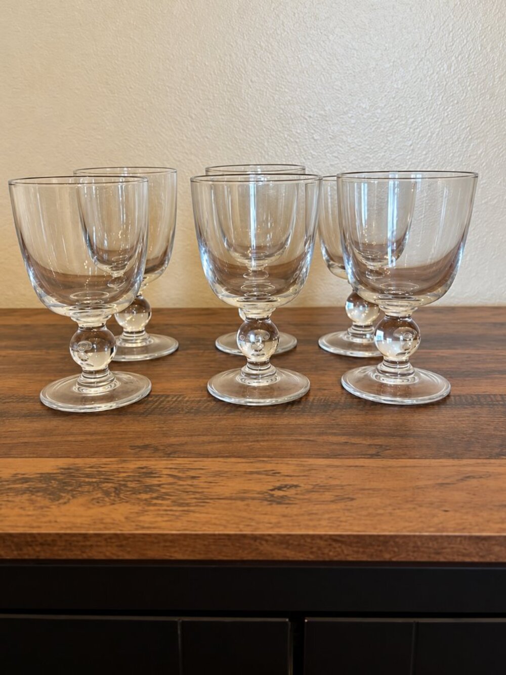 Clear Glass Water Goblets Set of 6 Ball Stem 10 oz Vintage Style
